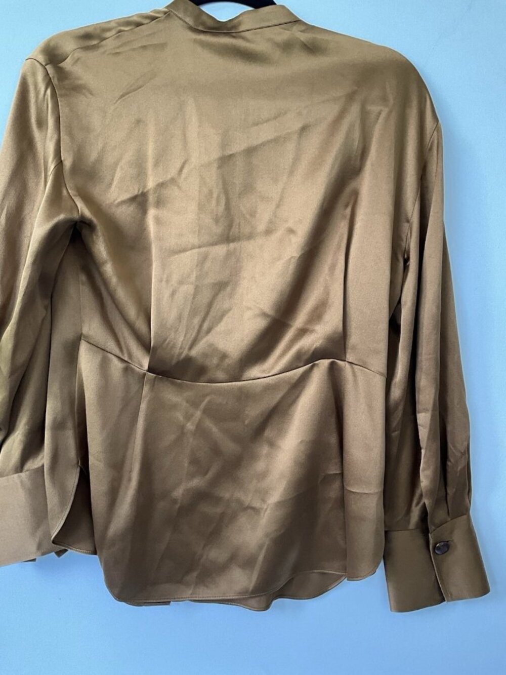 Vince Silk Band Collar Blouse in Cognac Womens Size S NWT Long Sleeves Designer - Picture 7 of 7